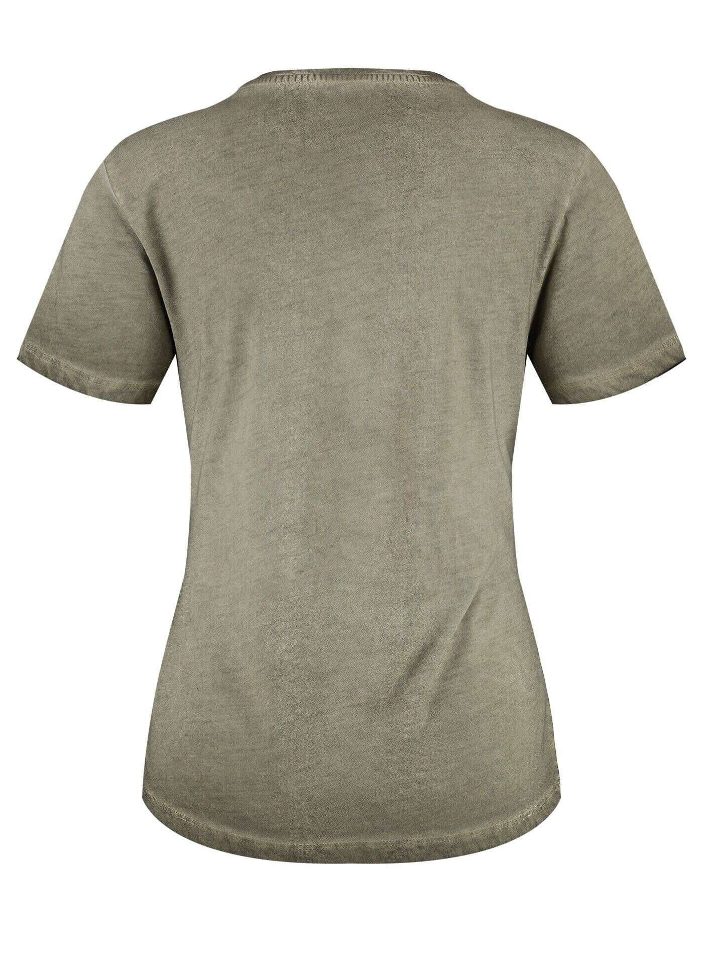 ROUND T-Shirt (44) WT Largo Key QUIT khaki (1-tlg) Damen T-Shirt