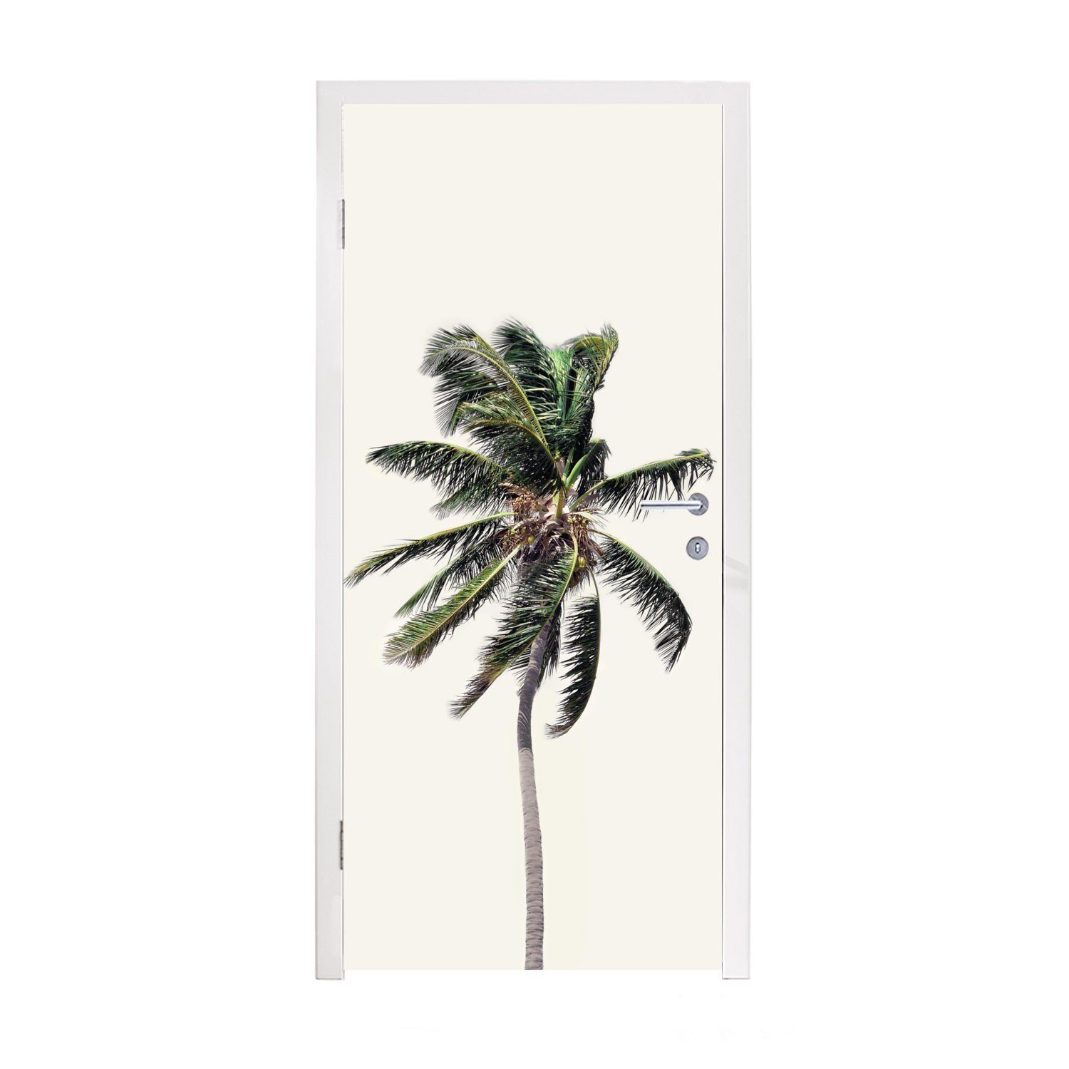 Fototapete Blätter, Palme - cm - Natur Türaufkleber, - 75x205 (1 MuchoWow Tür, Türtapete für Matt, bedruckt, Grün St),