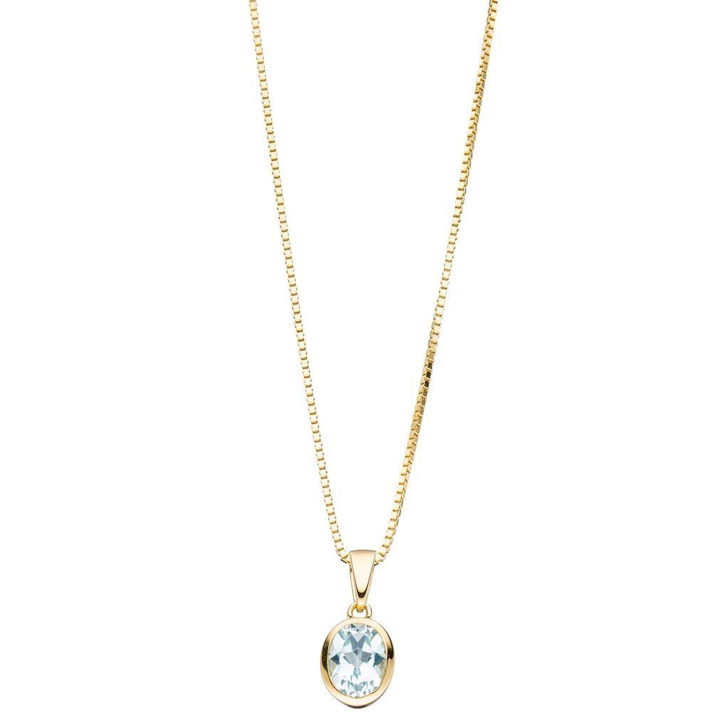 Schmuck Krone Kettenanhänger Anhänger mit Blautopas, 333 Gelbgold, Gold 333 günstig online kaufen