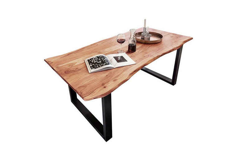 Junado® Baumkantentisch Quinn, Tisch Baumkante 80 x 80 cm schwarz
