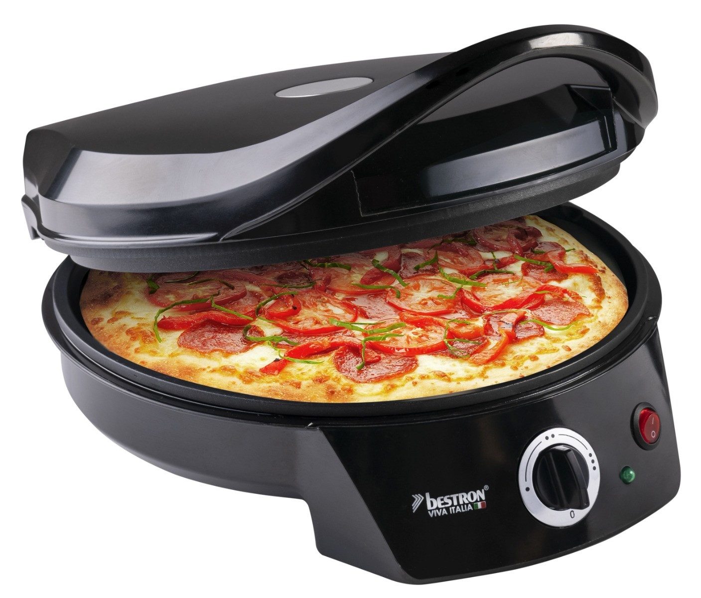 bestron Elektrische Pfanne APZ400Z, 1800 W, Pizzaofen Ø 27 cm – schnell, vielseitig & antihaftbeschichtet