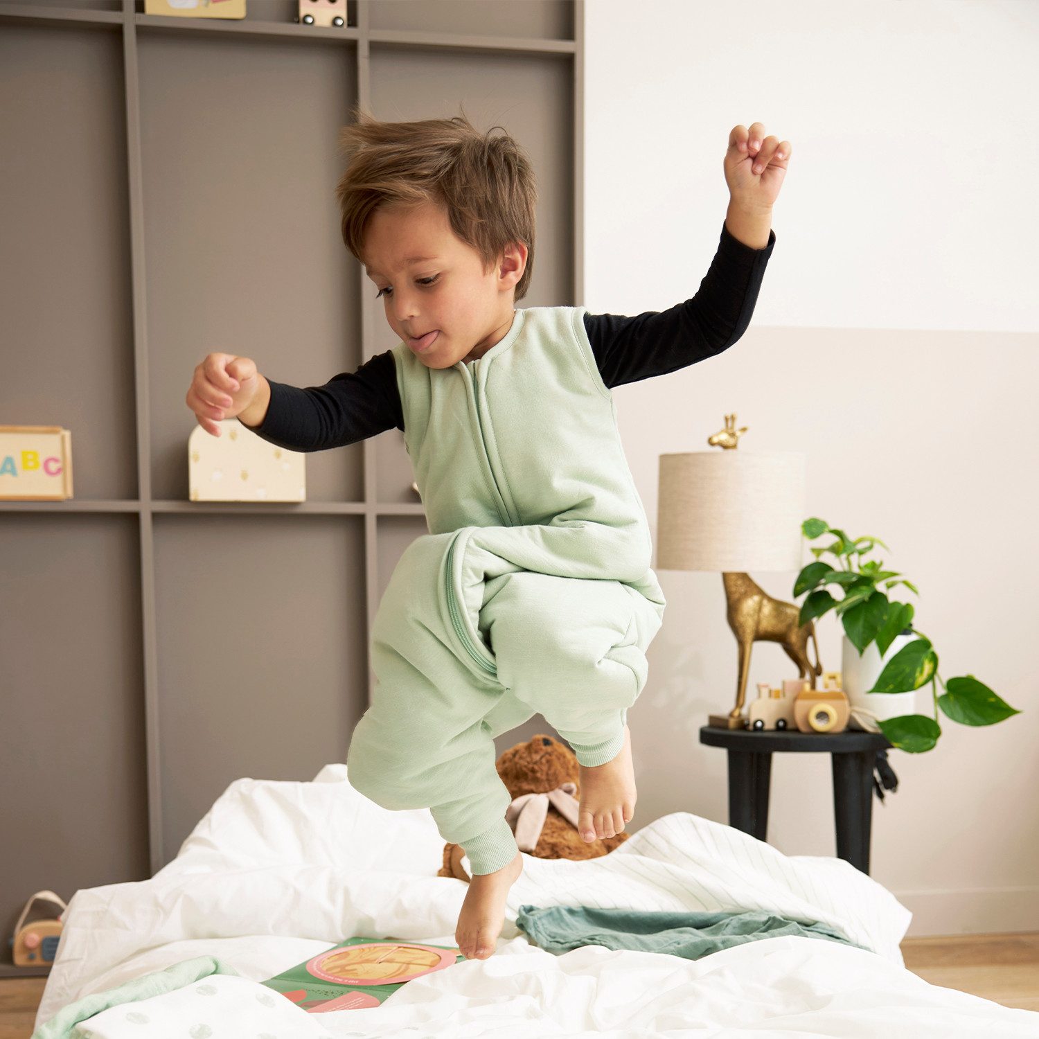 Meyco Baby Babyschlafsack Slub Soft Green (100% Baumwolle, 1 tlg), 80cm – Bild 5 von 5