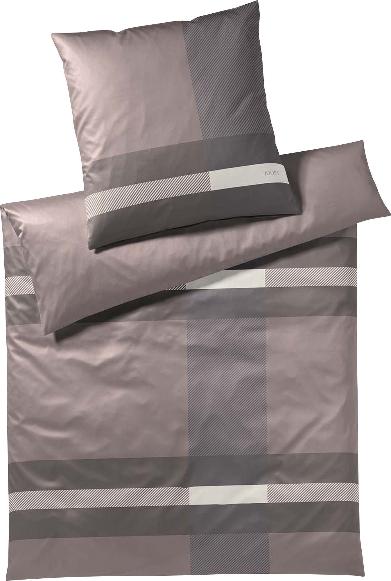 Bettwäsche »Joop! Satin Bettwäsche 135x200 Modern stone Karo«, Joop!