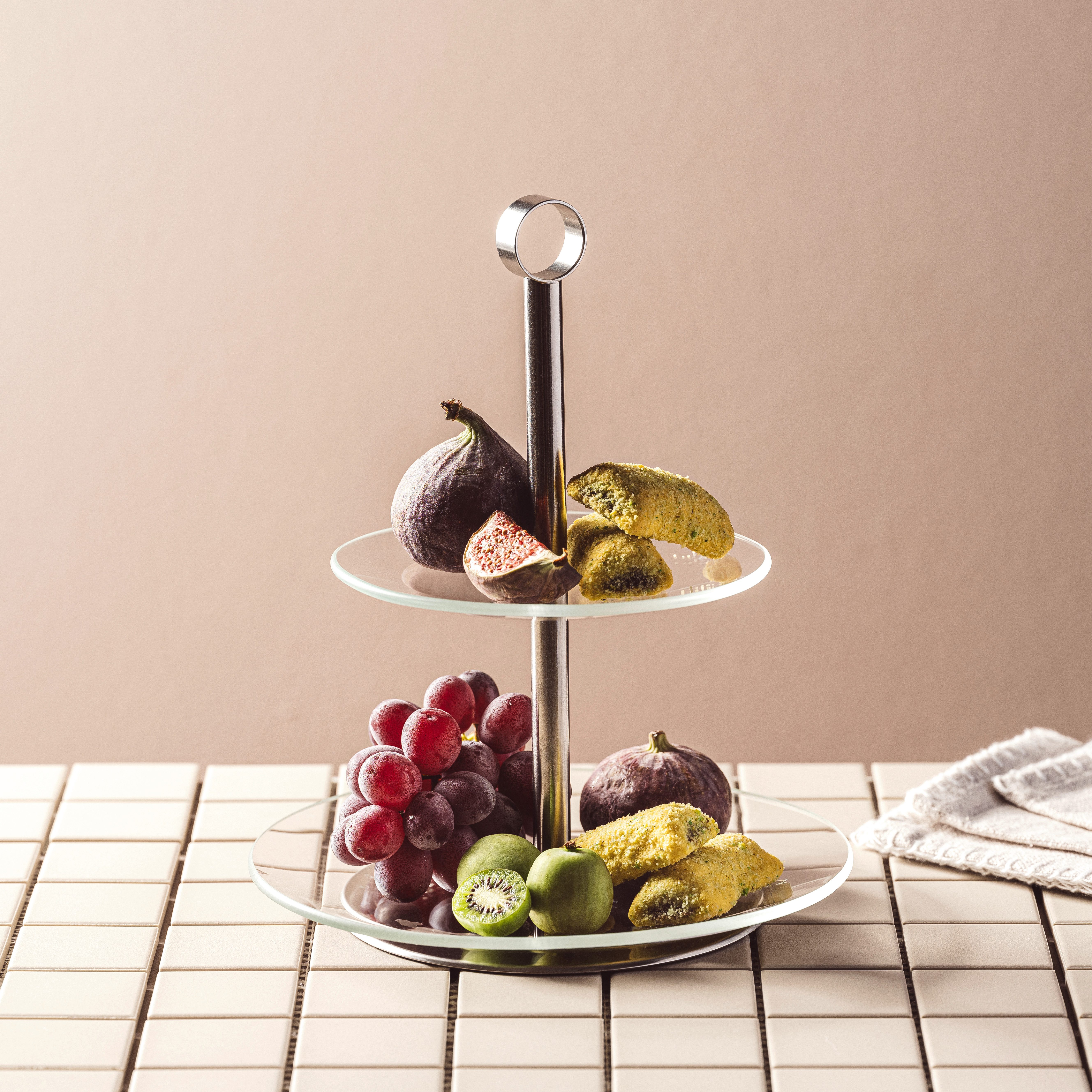LEONARDO Etagere CENA, 2 stufig - Höhe 26 cm, Glas, Metall, Servieretagere mehrstöckig, zum Servieren und Präsentieren