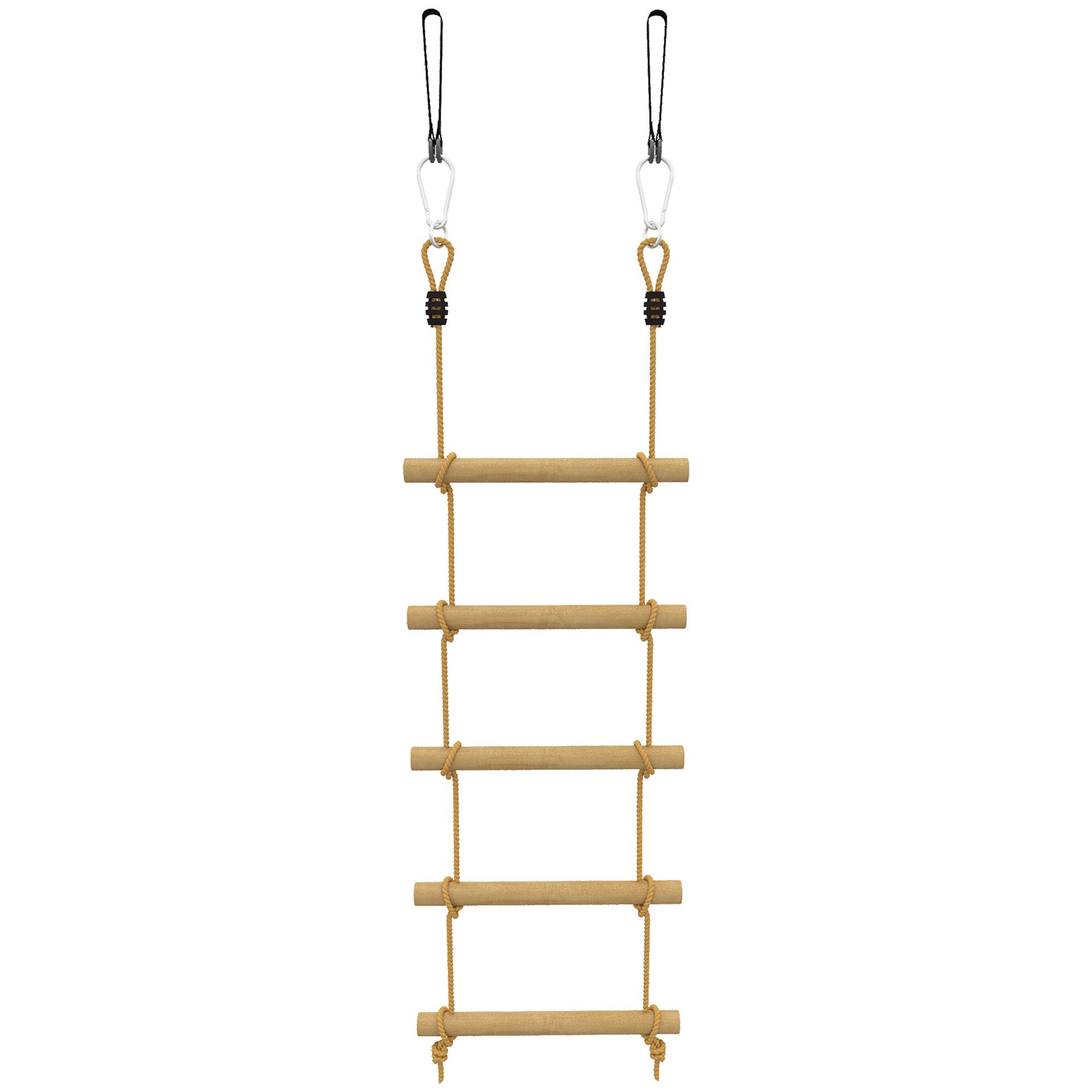 Novzep Strickleiter Strickleiter für Kinder 5-stufige Kletterleiter mit 2 Karabinern (1-St), 2 Baumgurten für 3-8 Jahre 40 x 3,5 x 180 cm
