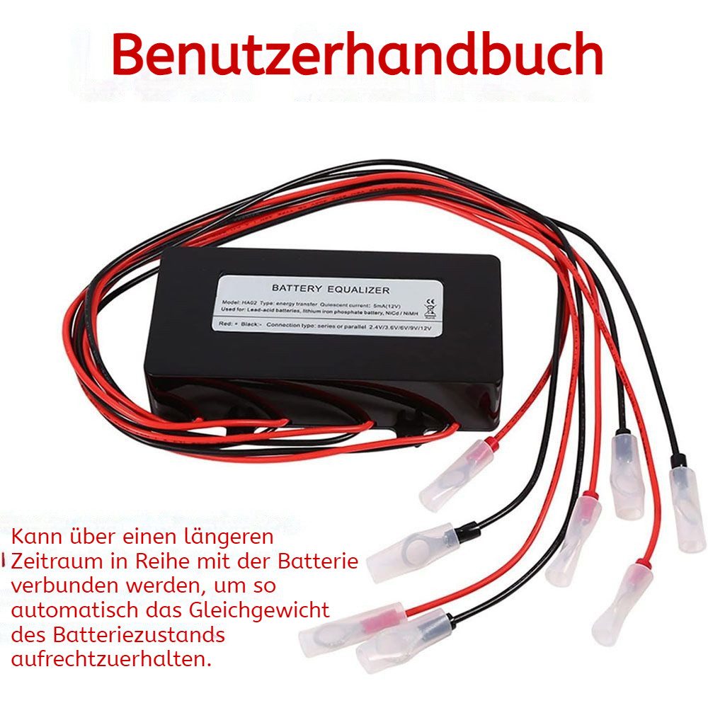 VIVIHEYDAY Batterie Ladungsausgleicher Ausgleichslader Balancer 2.4V 3.6V 6V 9V Bleiakku-Ladegerät (12V Solar Akku - HA02 HC02)