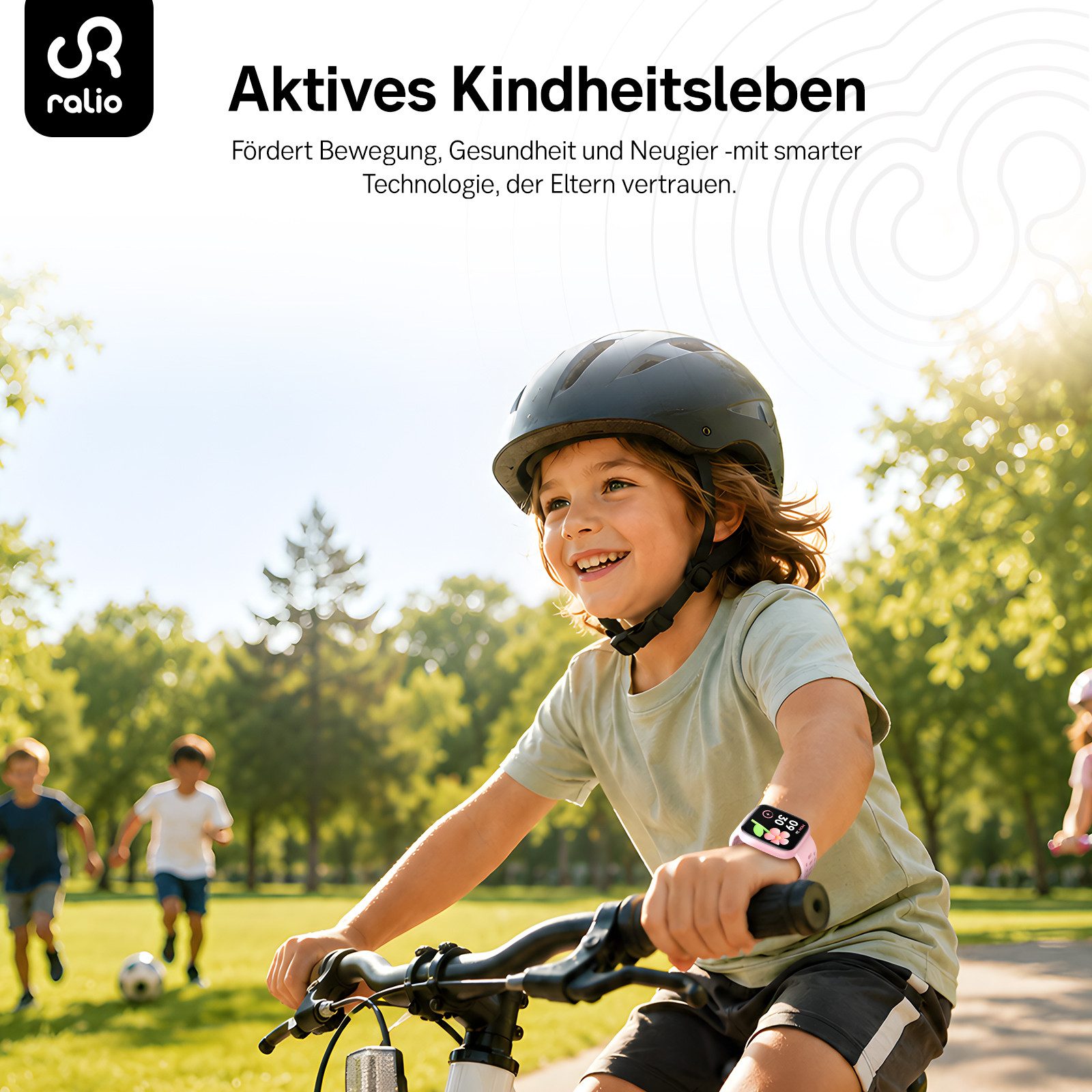 Ralio Smartwatch Kinder als Geschenk für kinder, Kompatibel mit Android/iOS Smartwatch (1.83 Zoll) Kinderuhren mit Apple Wo ist?", Spielen und 80+ Sportmodi, Sportwatch mit Schrittzähler, Wecker, IP68 Wasserdicht, Fitness Tracker mit Herzfrequenz, Kalorien, Schritt, Schlafanalyse
