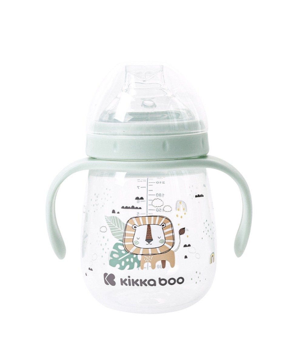 Kikkaboo Trinkflasche Baby-Trinklernbecher Savanna, Monaten bequemer Deckel ab 240 Griff ml 6 grün