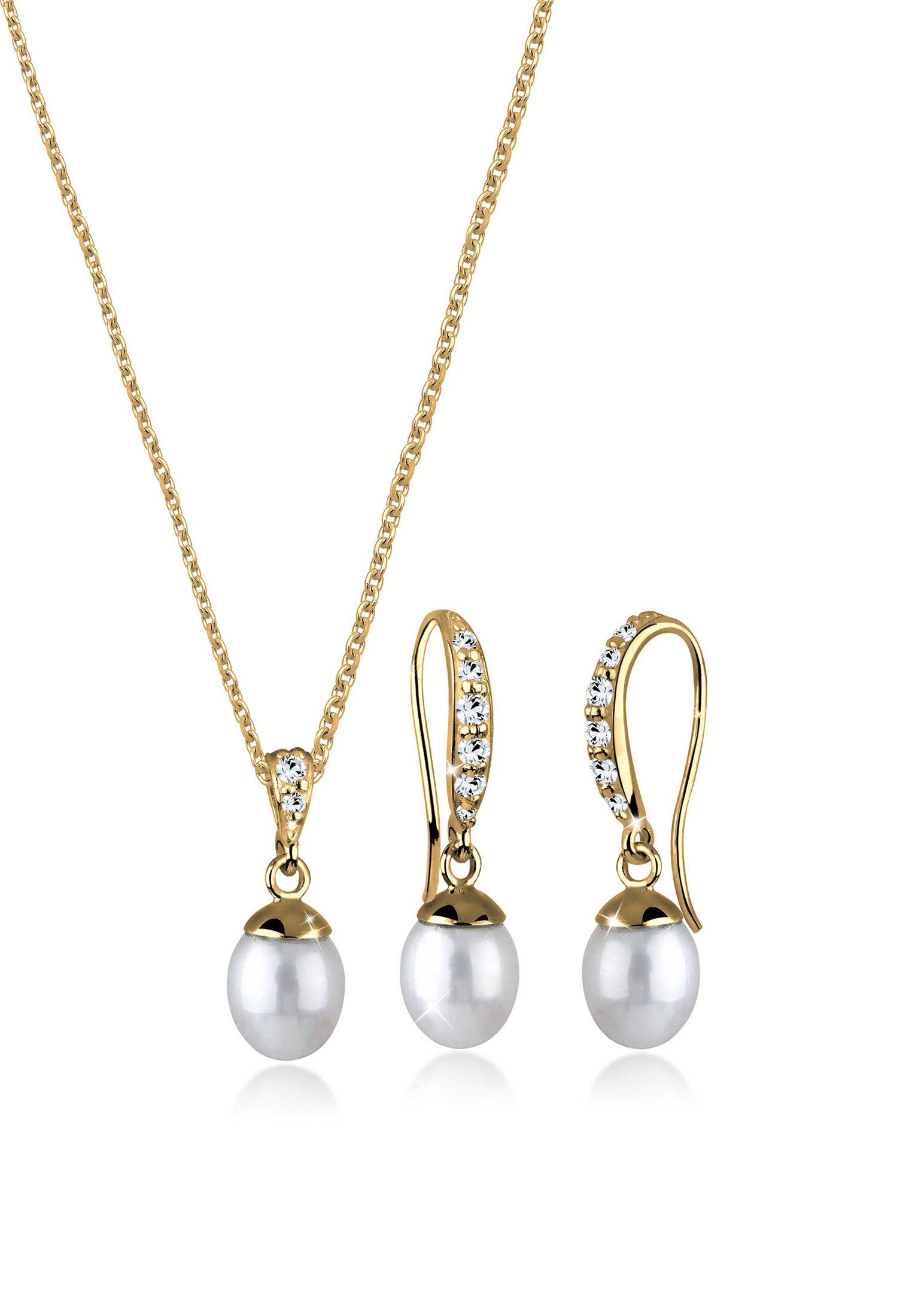 Elli Schmuckset Elegant Perle Kristalle 925 günstig online kaufen