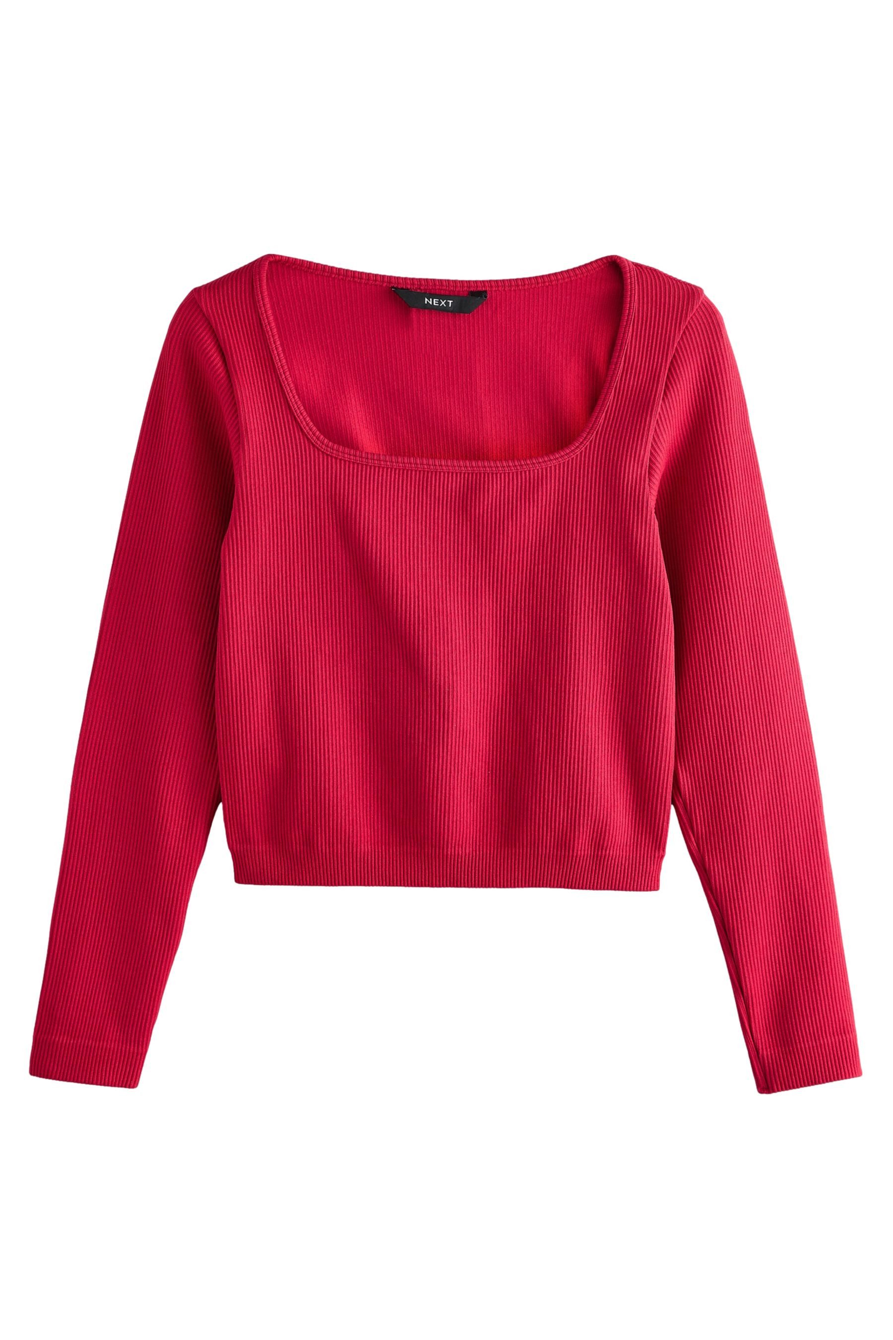 Next Langarmshirt Geripptes Langarmtop mit tiefem günstig online kaufen