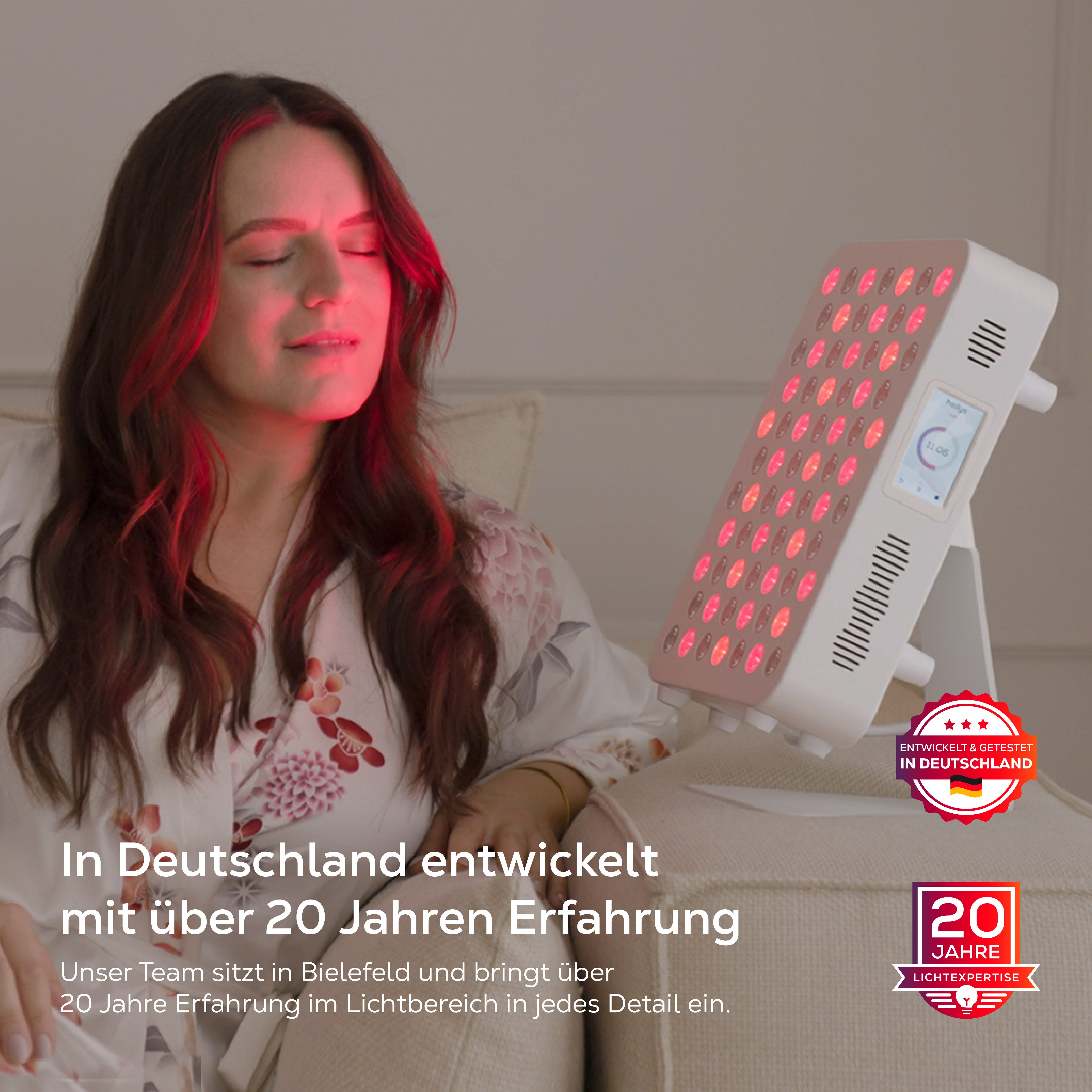 heilys® Rotlicht-Panel heilys® Gen70, entwickelt & getestet in Deutschland, mit 5 Jahren Garantie, Touchdisplay, App, modular erweiterbar, 6 Wellenlängen & dimmbar