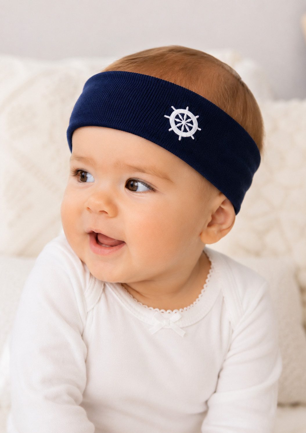 La Bortini Stirnband Baby Kopfband Ohrenschutz neutral elastisch, weich, 32 34 36 38 40 42 44 46 48 50 52 54