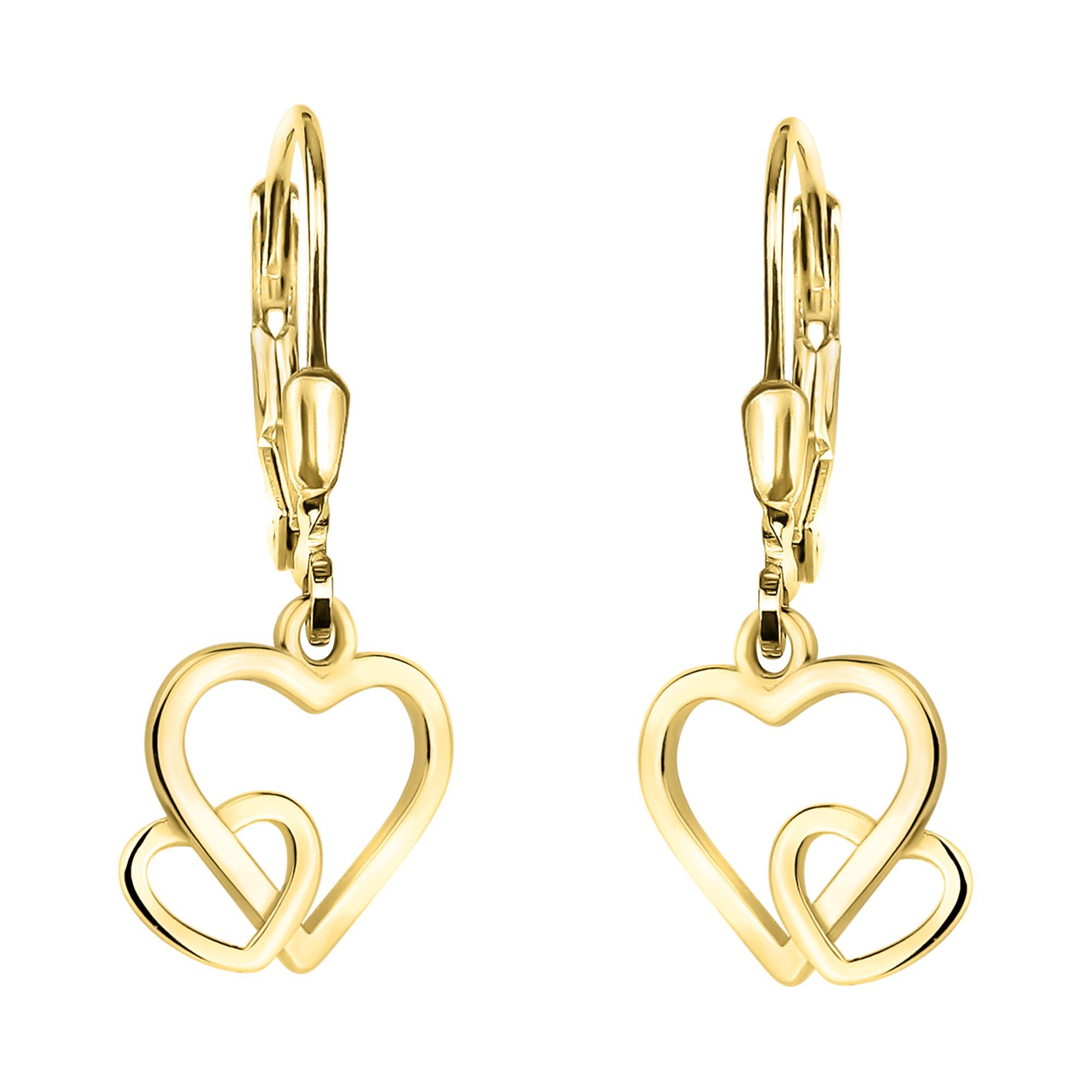 Sofia Milani Paar Ohrhänger Doppeltes Herz, 925 Silber Damen Schmuck - E2242