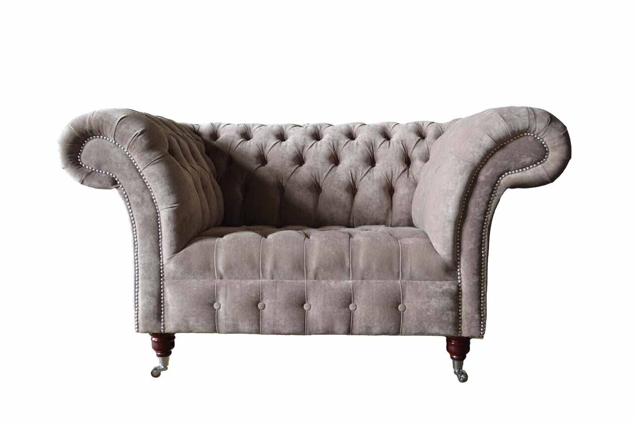 JVmoebel Chesterfield-Sessel, Sessel Wohnzimmer Klassisch Design Textil Chesterfield Couch