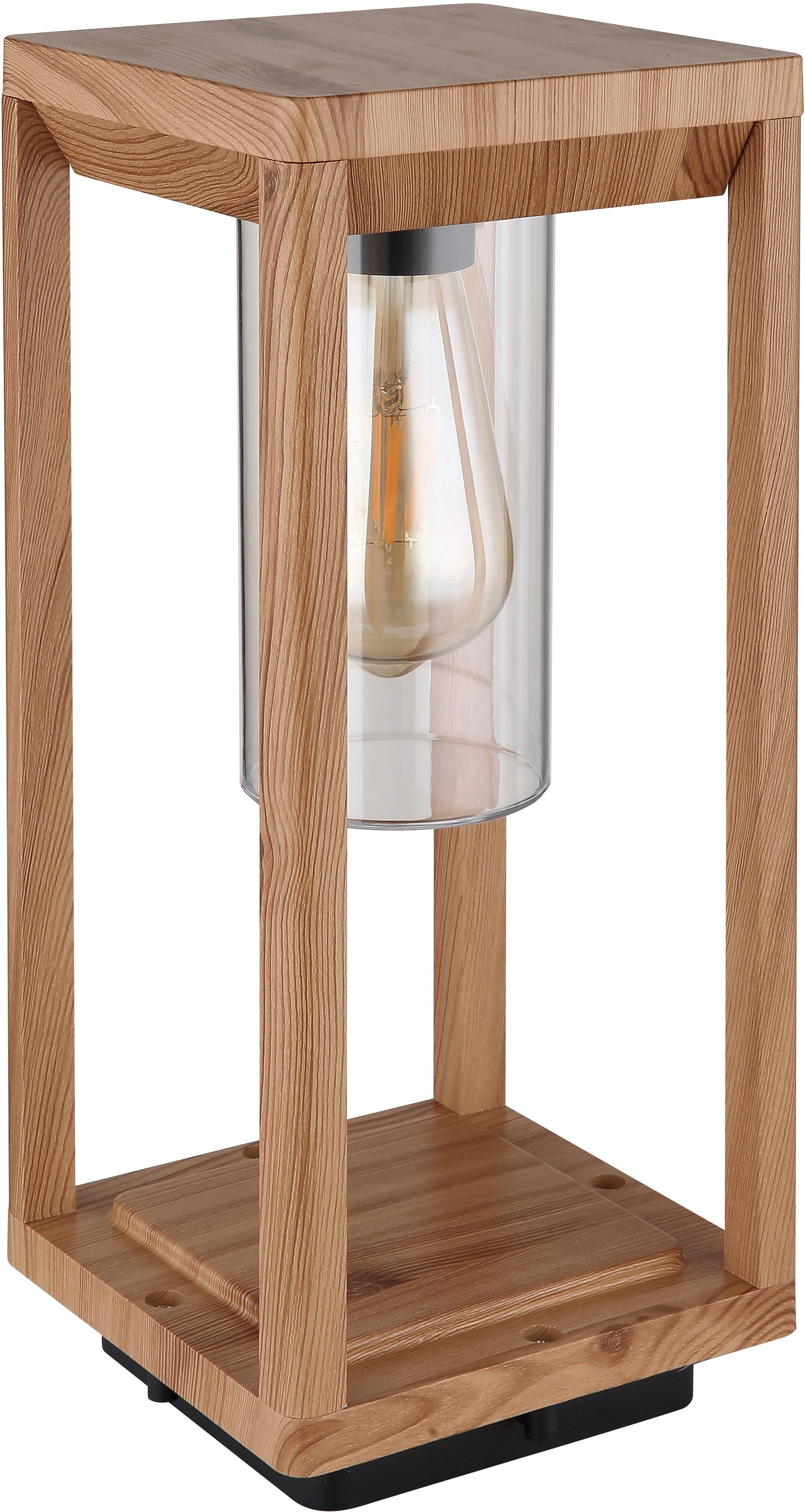 GLOBO LIGHTING Außen-Stehlampe CANDELA, ohne Leuchtmittel, Außenlampe/holzoptik/Sockelleuchte/IP44/LxBxH: 150x150x350mm