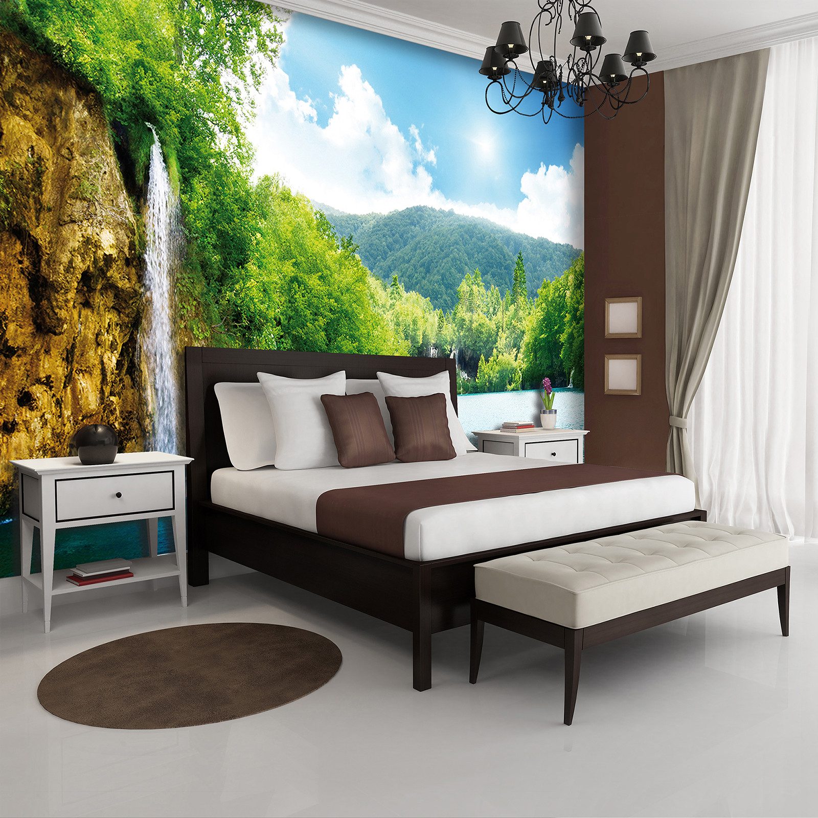 Wallarena Fototapete Wasserfall Natur Landschaft See Wohnzimmer oder Schlaf günstig online kaufen