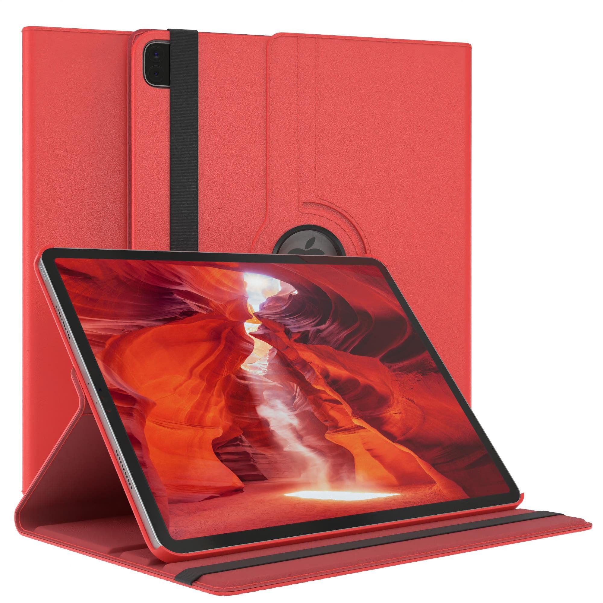EAZY CASE Tablet-Hülle Rotation Case für Apple iPad Pro 6. Gen. (2022) 12,9 Zoll, Tabletcase Flipcover Smart kratzfest Hülle aufstellbar drehend Rot