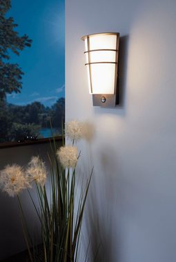 EGLO LED Außen-Wandleuchte BREGANZO1, Bewegungsmelder, Leuchtdauer einstellbar, LED fest integriert, Warmweiß, Eckmontage möglich, LED tauschbar