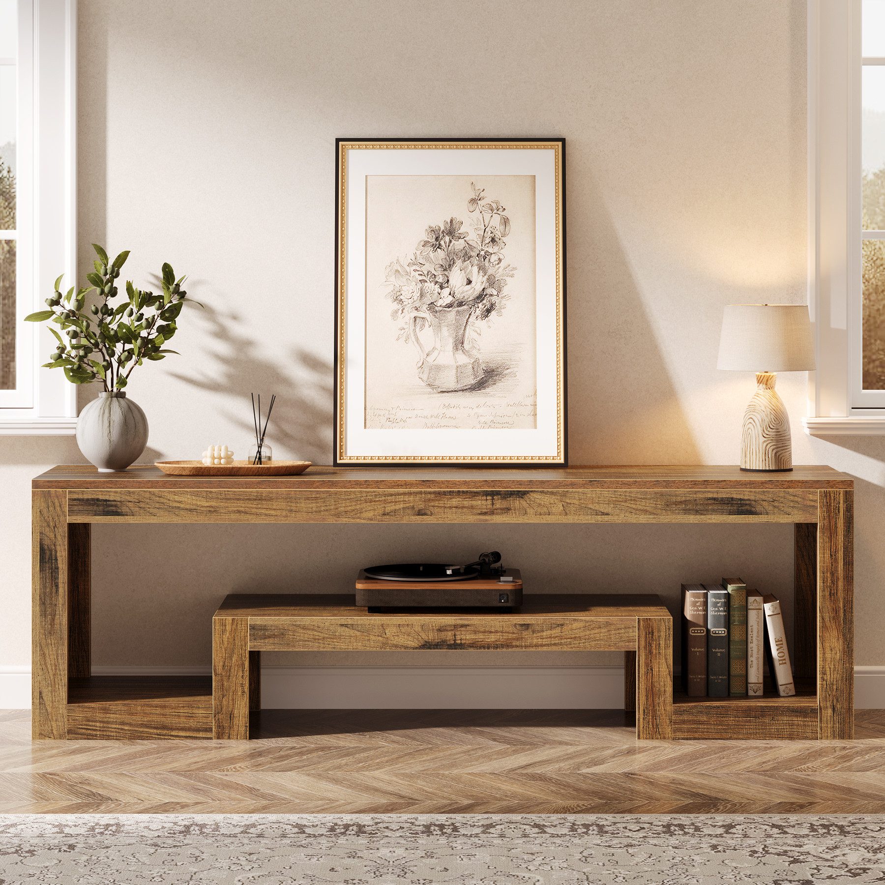 Tribesigns TV-Schrank Fernsehtisch, TV-Regal, 160 cm Lowboard für 55/60/65 Zoll Fernseher