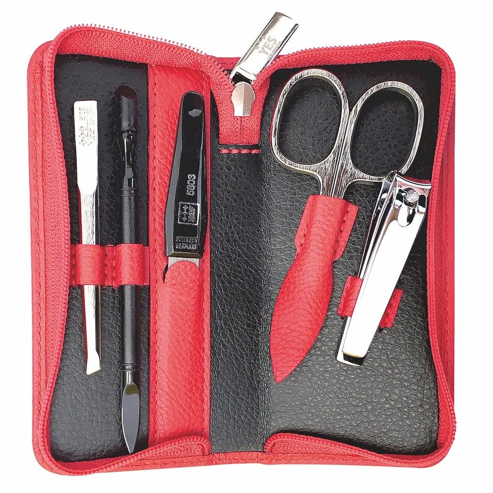 ERBE Maniküre-Etui Maniküre Reißverschluss-Etui Rot 5-teilig, 1 tlg.