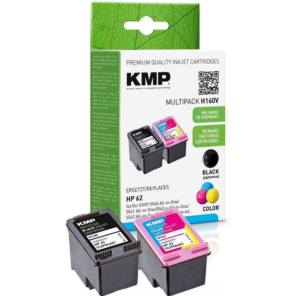 KMP 1 Tinten-Set H160V ERSETZT HP 62 - black + color Tintenpatrone
