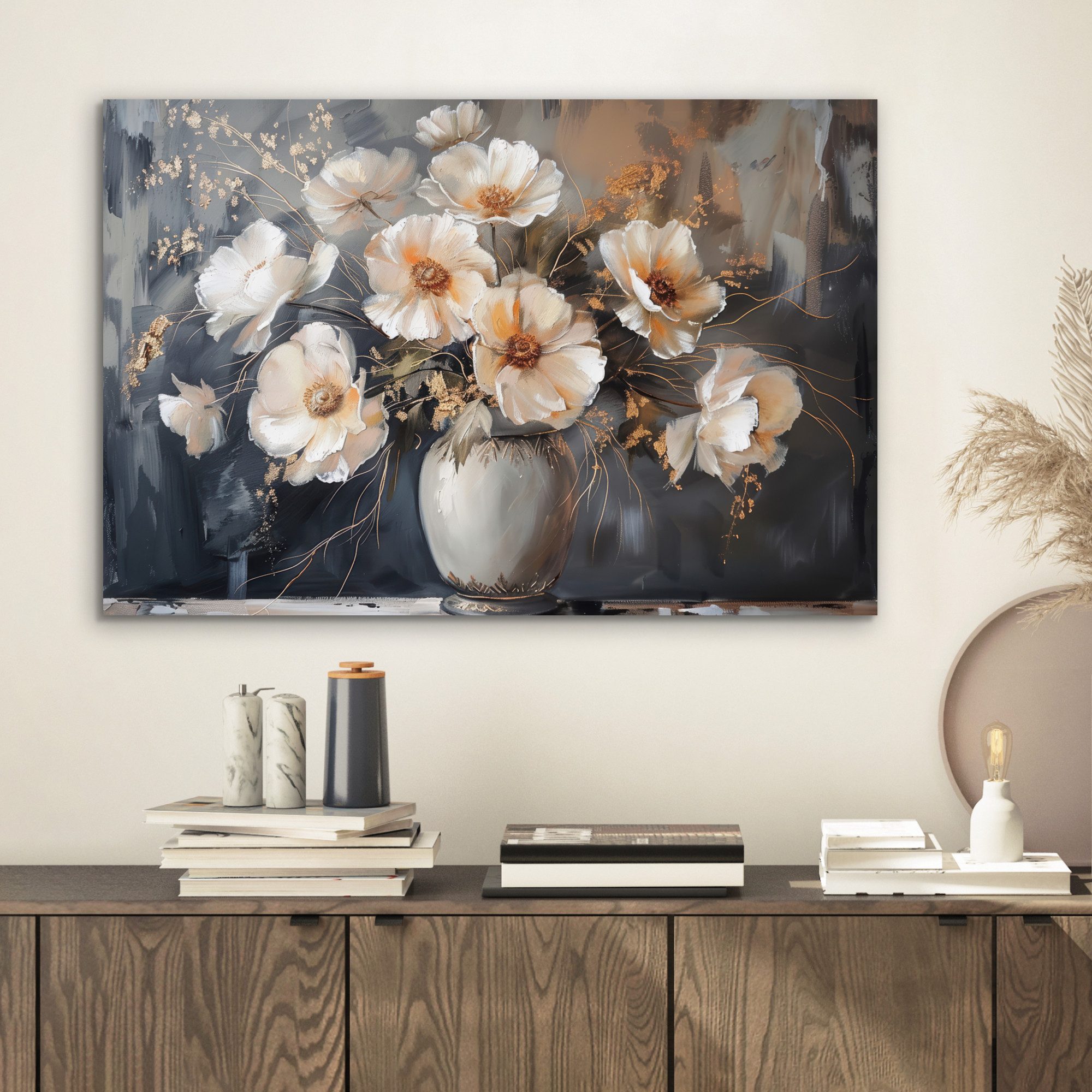 MuchoWow Metallbild Blumen - Weiß - günstig online kaufen