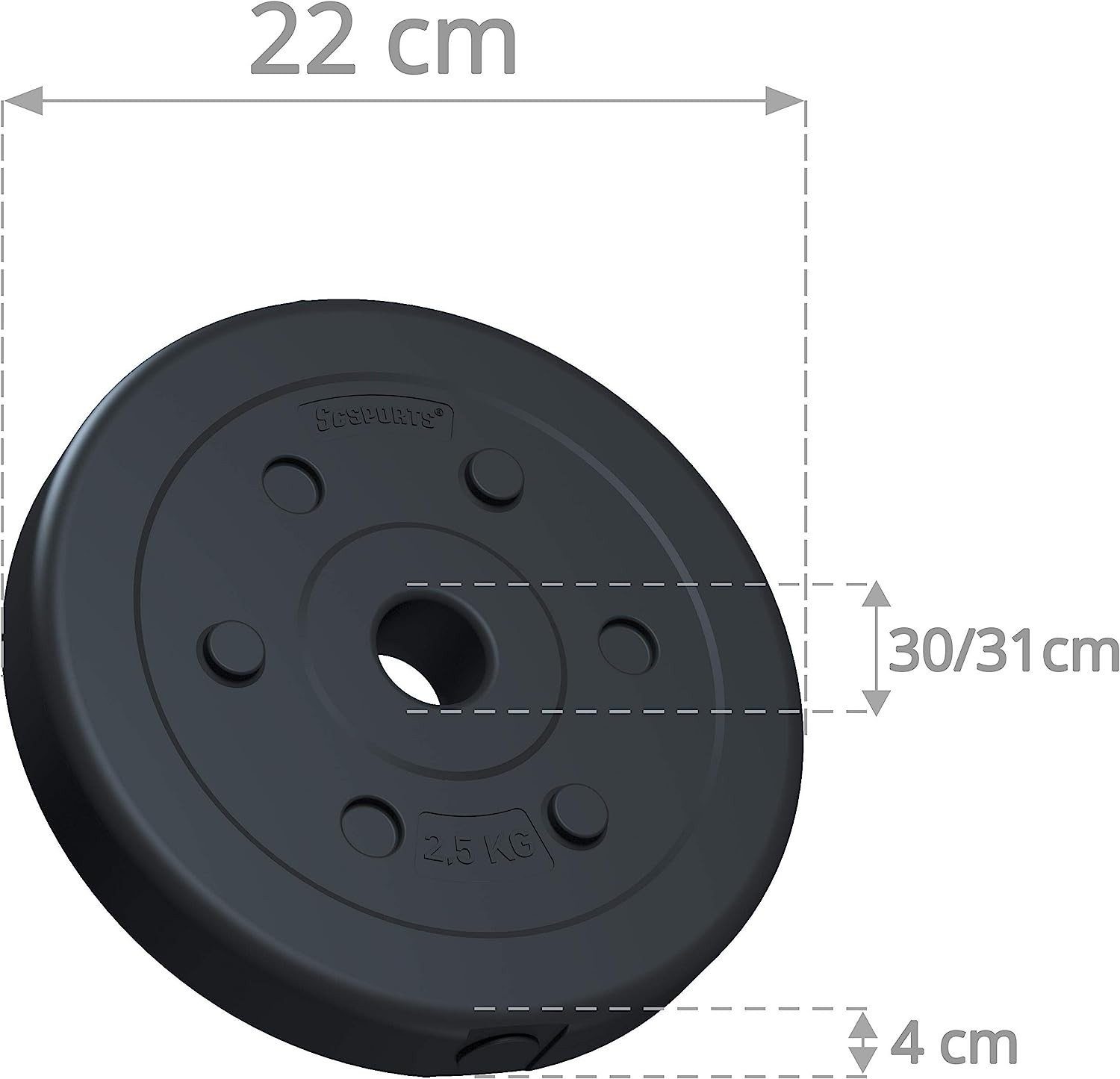 Hantel-Set 160 ScSPORTS® cm 30kg aus Kunststoff Set 30mm Langhantel Gewichte