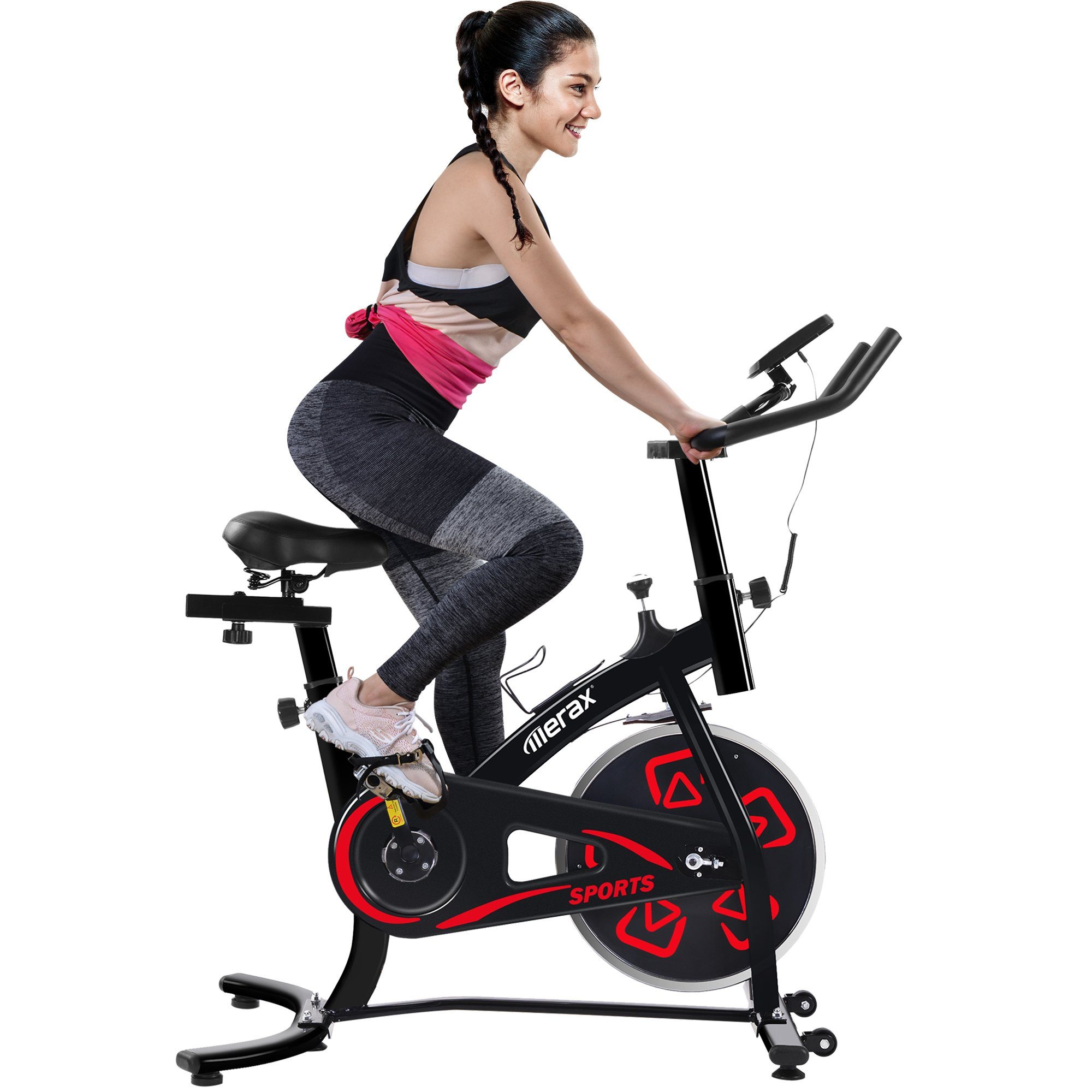 Merax Heimtrainer 6 kg Schwungrad Speedbike Fahhradtrainer mit LCD Display Fitness Zuhause Hometrainer