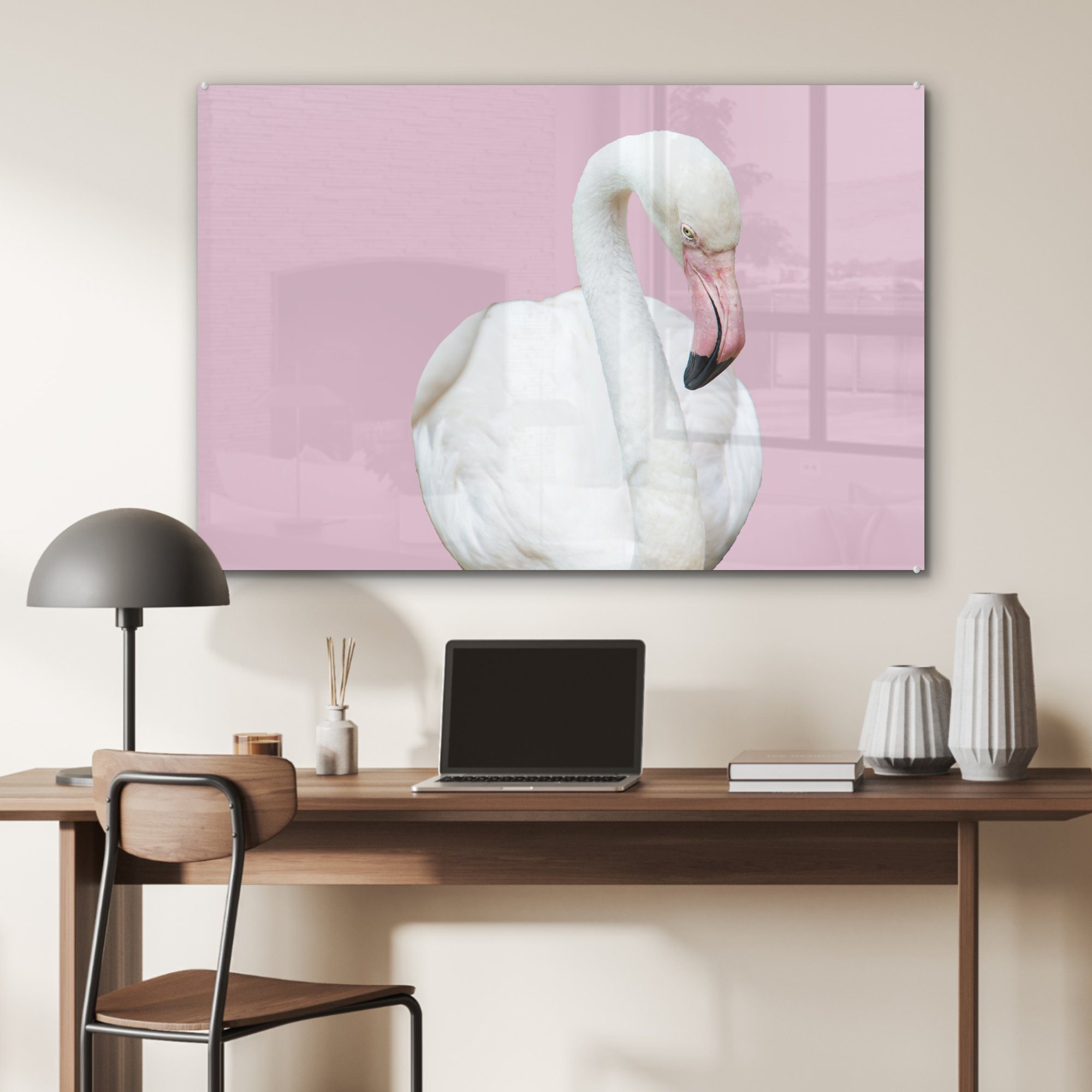 Flamingo, Acrylglasbilder Schlafzimmer Wohnzimmer Acrylglasbild (1 Weißer St), MuchoWow &