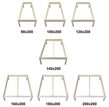 LIEGEWERK Massivholzbett Futonbett Bett Holz Holzbett Bettgestell, 90x200cm