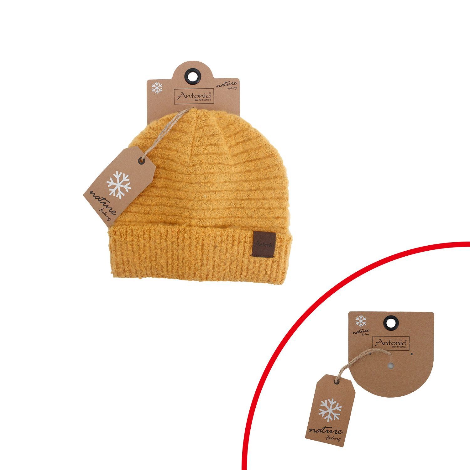 Antonio Strickmütze Antonio Damen Strick Mütze Bouclé Beanie yellow (1-St)