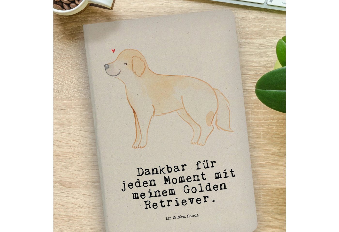 Thumbnail - Mr. & Mrs. Panda Notizbuch Golden Retriever Moment - Transparent - Geschenk, Goldie Hund, Schenk Mr. & Mrs. Panda, Kreat...