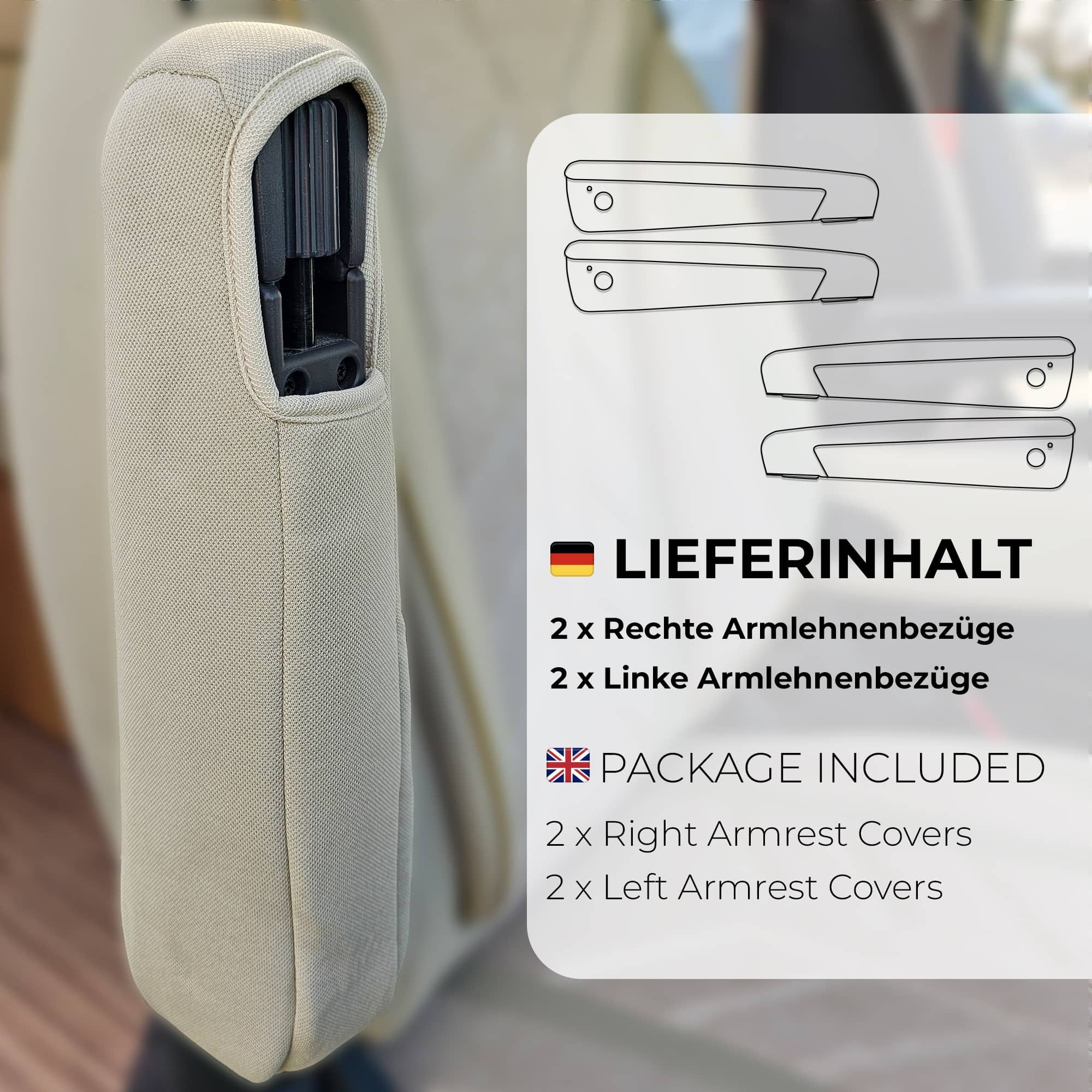 BREMER SITZBEZÜGE Autositzbezug Typ 1 Beige, Set, 4-tlg., Armlehnenbezüge für Fahrer und Beifahrer, in Beige