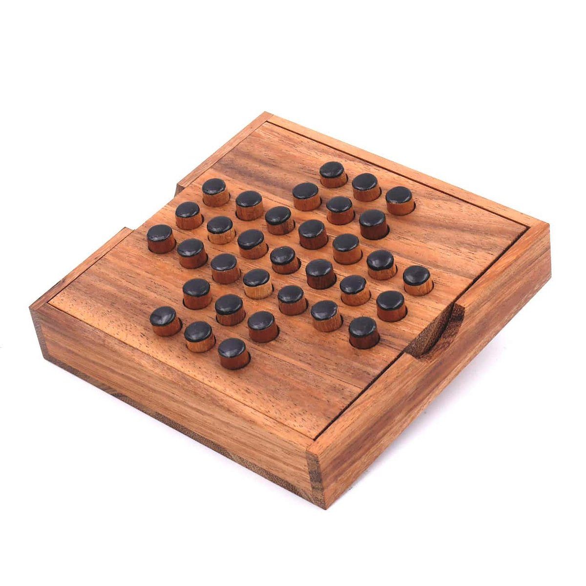ROMBOL Denkspiele Spiel Solitaire - unterhaltsamer Klassiker aus edlem Holz, Steckspiel, Holzspiel