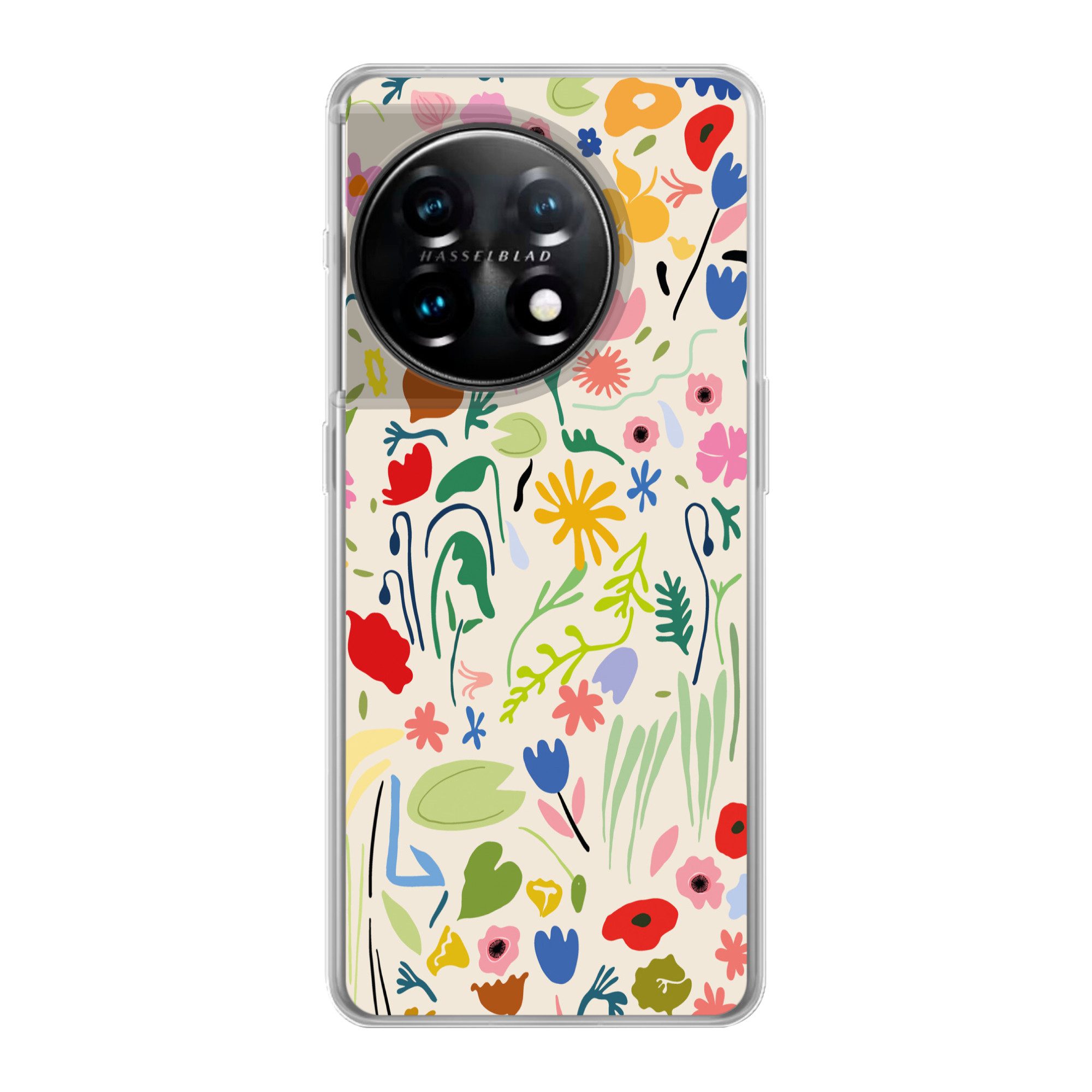 MuchoWow Handyhülle für OnePlus 11 Blumen - Muster - Pflanzen, Handy Case, Silikon, Bumper Case Dünn