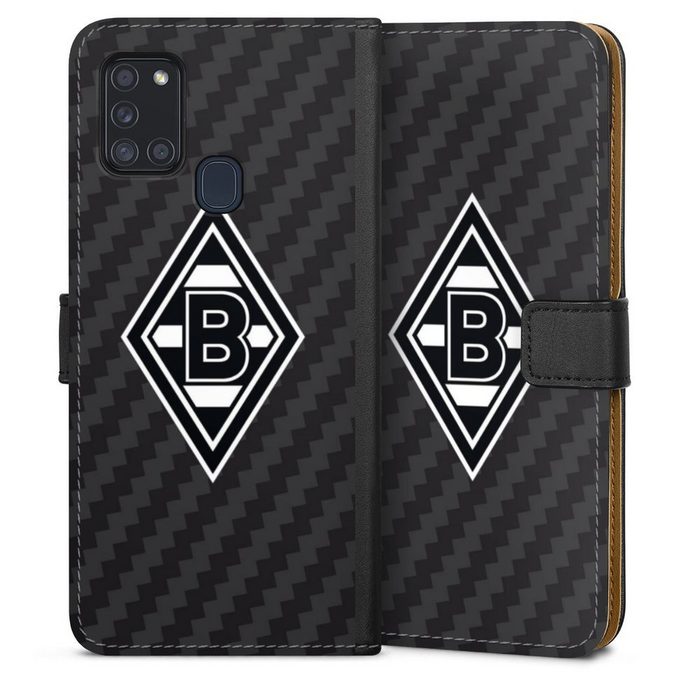 DeinDesign Handyhülle Gladbach Borussia Mönchengladbach Carbon Borussia Raute Carbon Samsung Galaxy A21s Hülle Handy Flip Case Wallet Cover