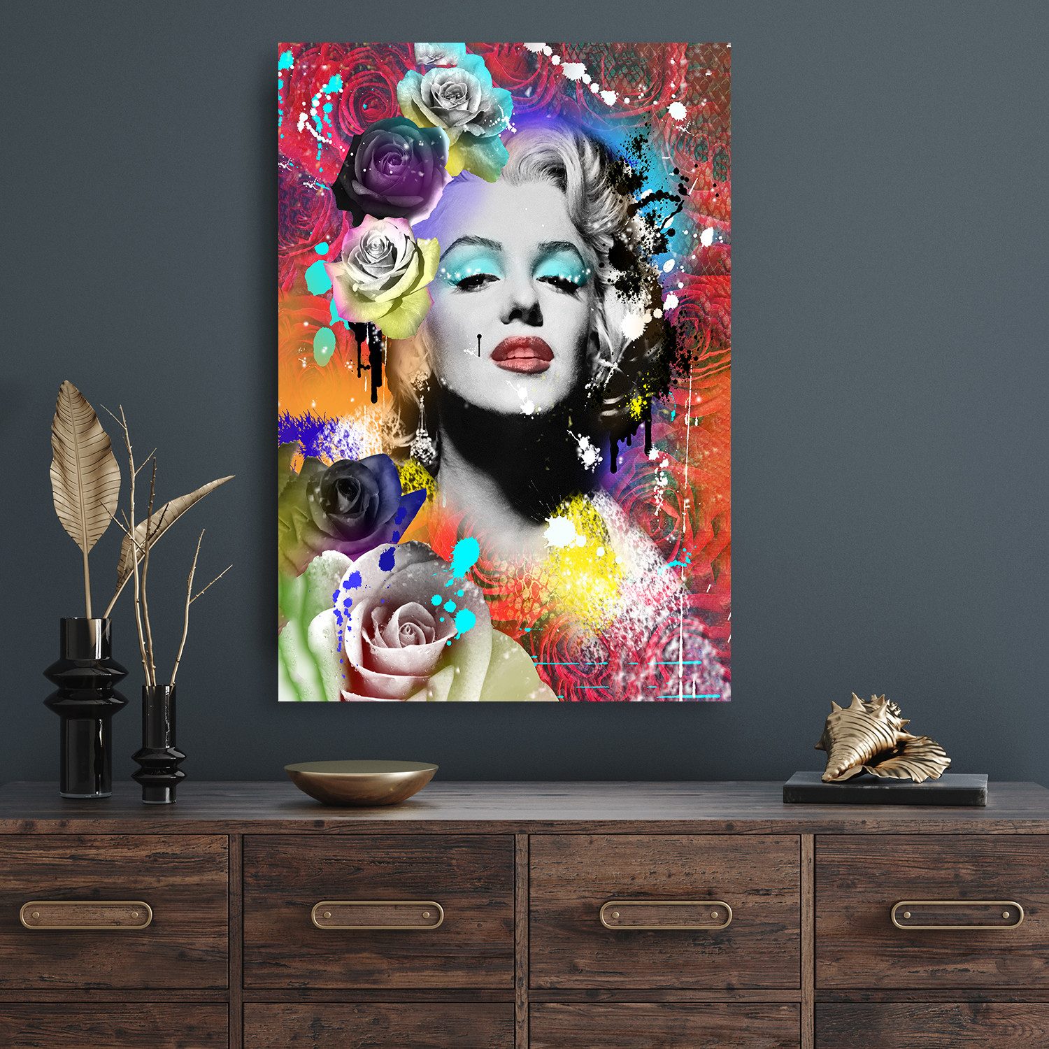 Affengeilebilder Leinwandbild Marilyn Art by Frank Amoruso auf Keilrahmen gespannt, (1 St), Kunstdruck Wandbild Bild in verschiedenen Formaten
