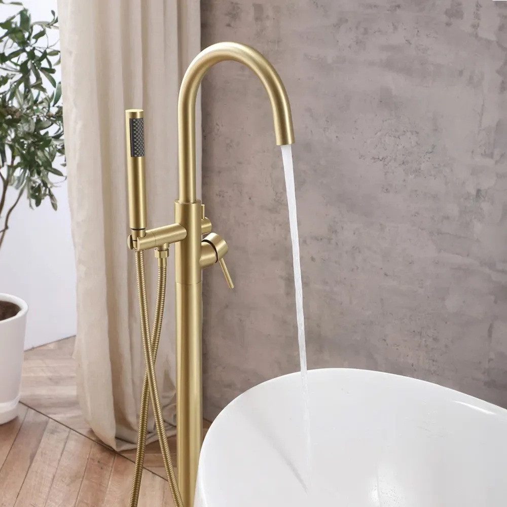 wohnwerk.idee Standarmatur Freistehende Badewannenarmatur Mono Gold Matt Sc günstig online kaufen