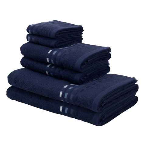 Home affaire Handtuch Set Kelly, Frottier (Set, 6-St), Handtücher mit gestreifter Bordüre, 100% Baumwolle, leichte Qualität