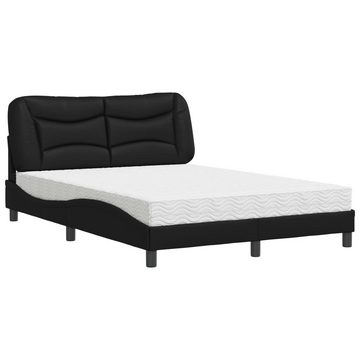 vidaXL Bett Bett mit Matratze Schwarz 140x190 cm Kunstleder
