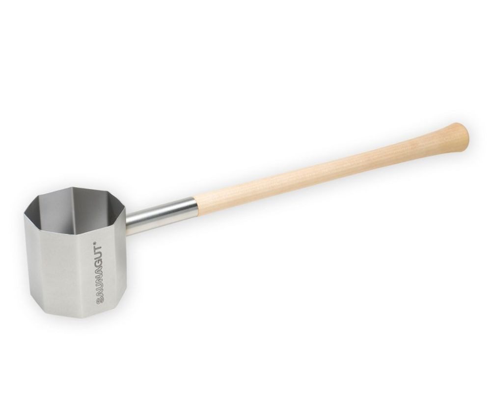 Saunagut Schöpfkelle Saunakelle OCTAGON mit Griff aus Ahorn
