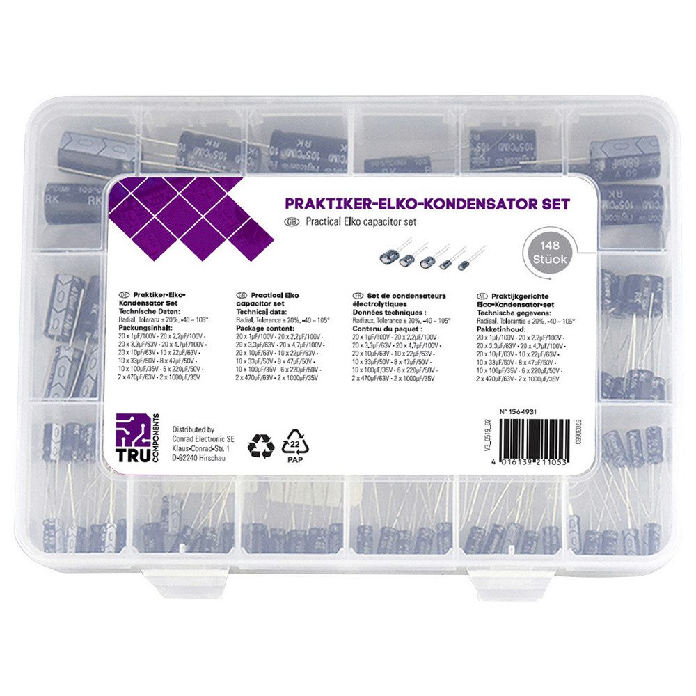 TRU COMPONENTS Kondensatsperre TRU COMPONENTS Elektrolyt-Kondensator radial bedrahtet 20 % 148 S