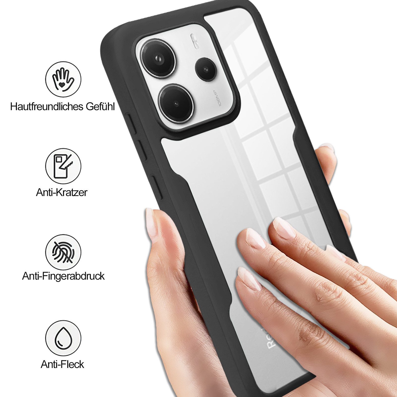 betterfon Handyhülle für Xiaomi Redmi Note 14 4G TPU Schutzcase, 2-teiliges 360 Grad Case mit Rundumschutz und Displayschutz – Bild 5 von 5