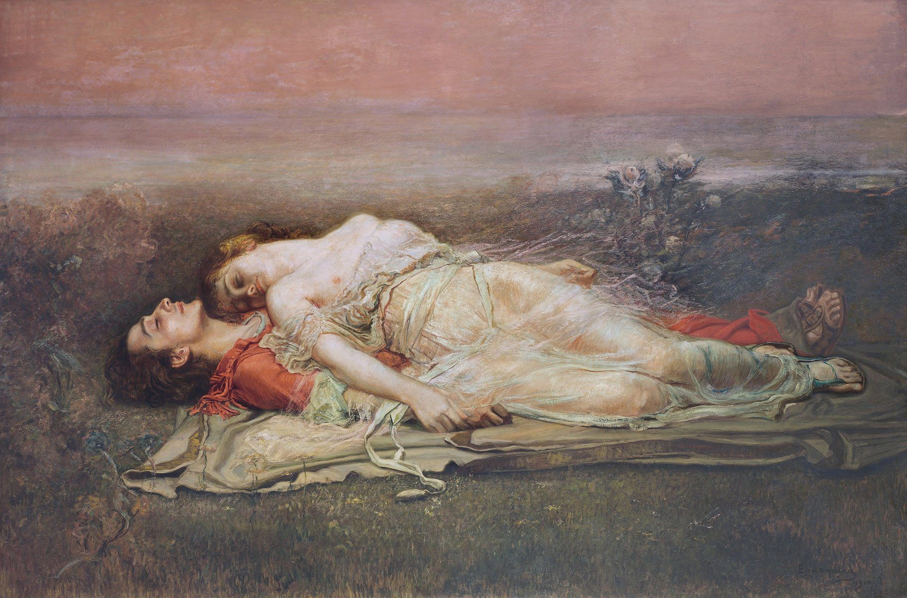Kunstdruck Tristan and Isolt, Death Rogelio de Egusquiza Tod Wagner Oper Liebe B, (1 St)