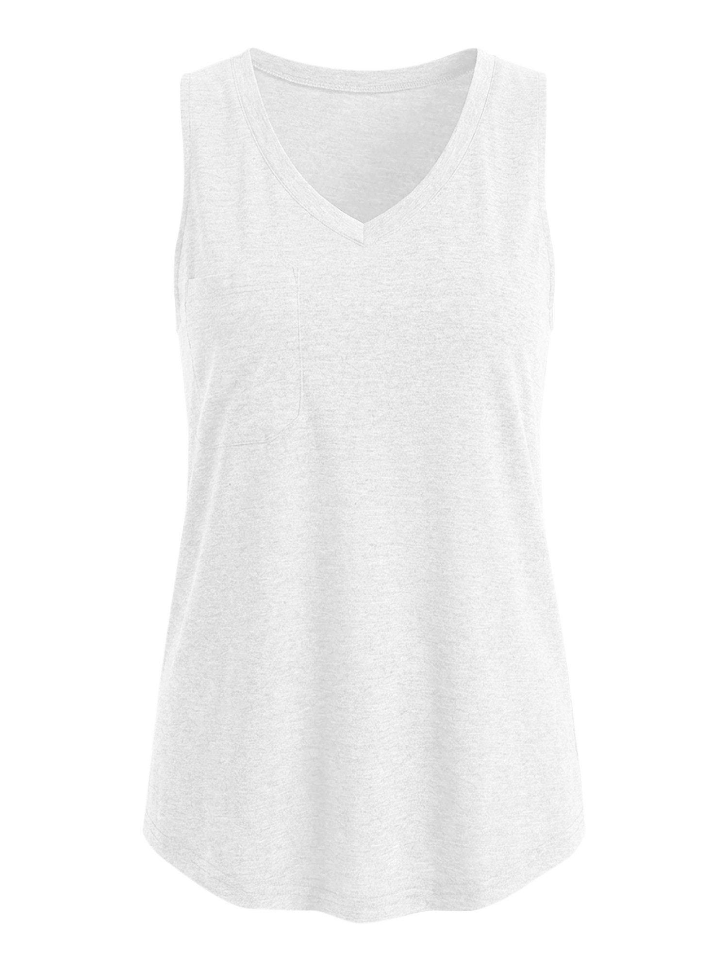 Imily Bela Tanktop Damen Ärmellos mit V-Ausschnitt Brusttasche Basic abgerundetem Saum (Packung, 1-tlg., 1per-Pack) in Unifarbe – Bild 5 von 5
