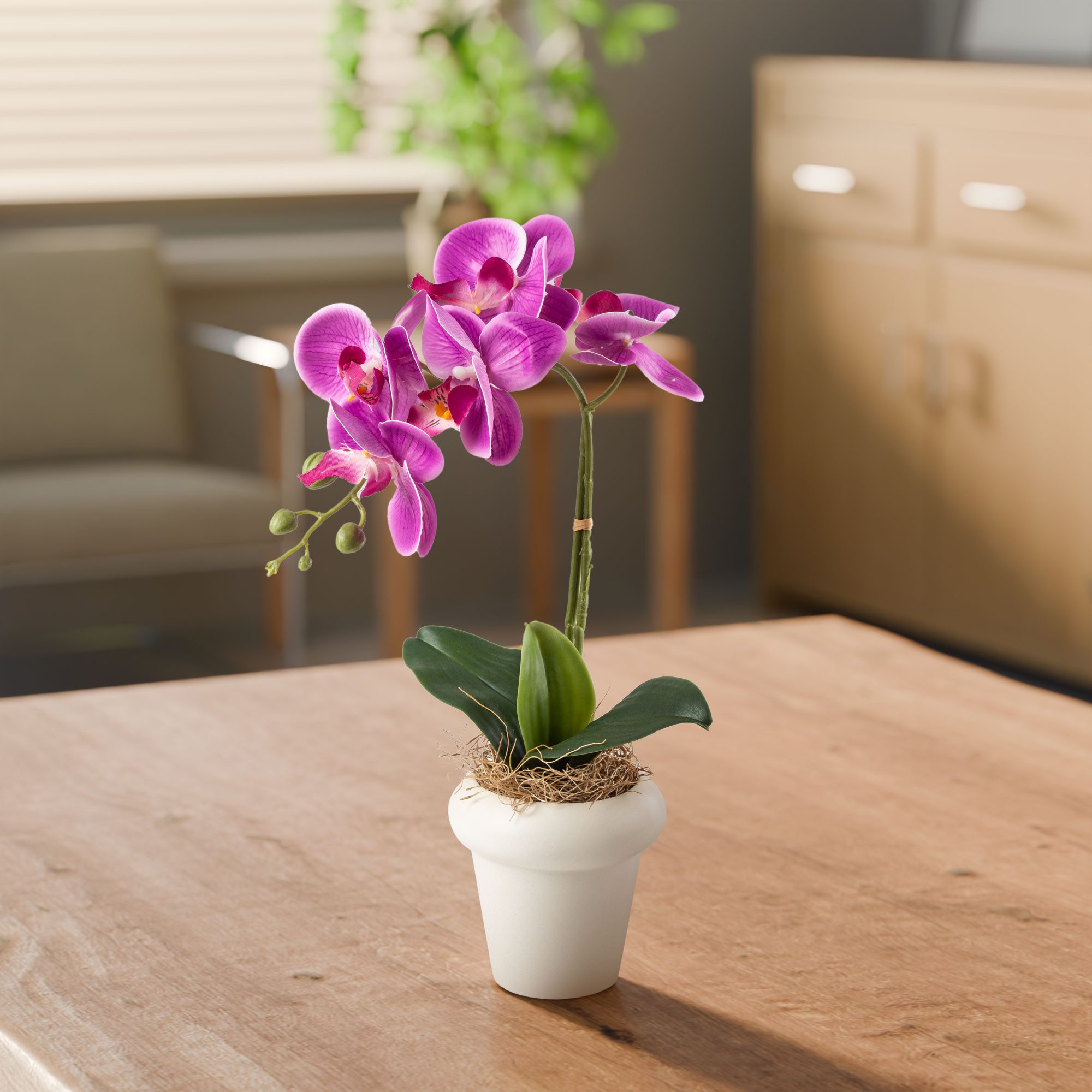 Kunstblume Kunstblumen im Topf, Künstliche Blumen wie echt, Deko Blumen Geranie, Kamelie, Orchidee, Azalee, Veilchen, PASCH, Hochwertiger Keramiktopf