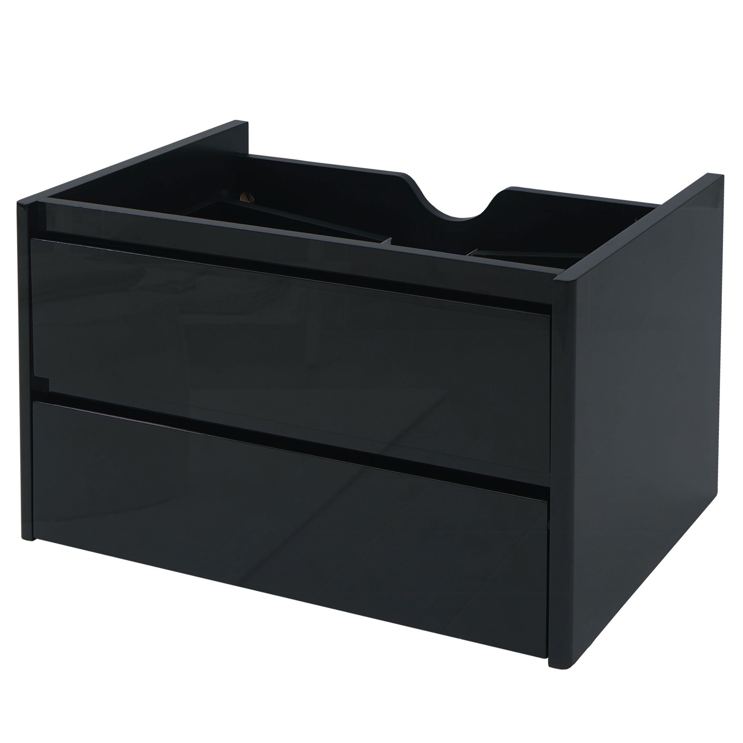 MCW Waschbeckenunterschrank 2 (1-St) schwarz MCW-B19-WUS Inkl. Hochglanz-Optik, Befestigungsmaterial Schubladen