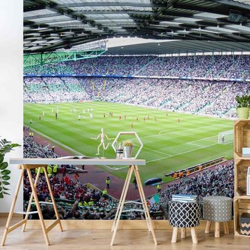 Bilderdepot24 Kindertapete Kinderzimmer Fußballstadion Kinder Wanddeko 3D Optik Arena Soccer, Glatt, Matt, (Inklusive Gratis-Kleister oder selbstklebend), Mädchenzimmer Jungenzimmer Babyzimmer Bildtapete Fototapete Wandtapete