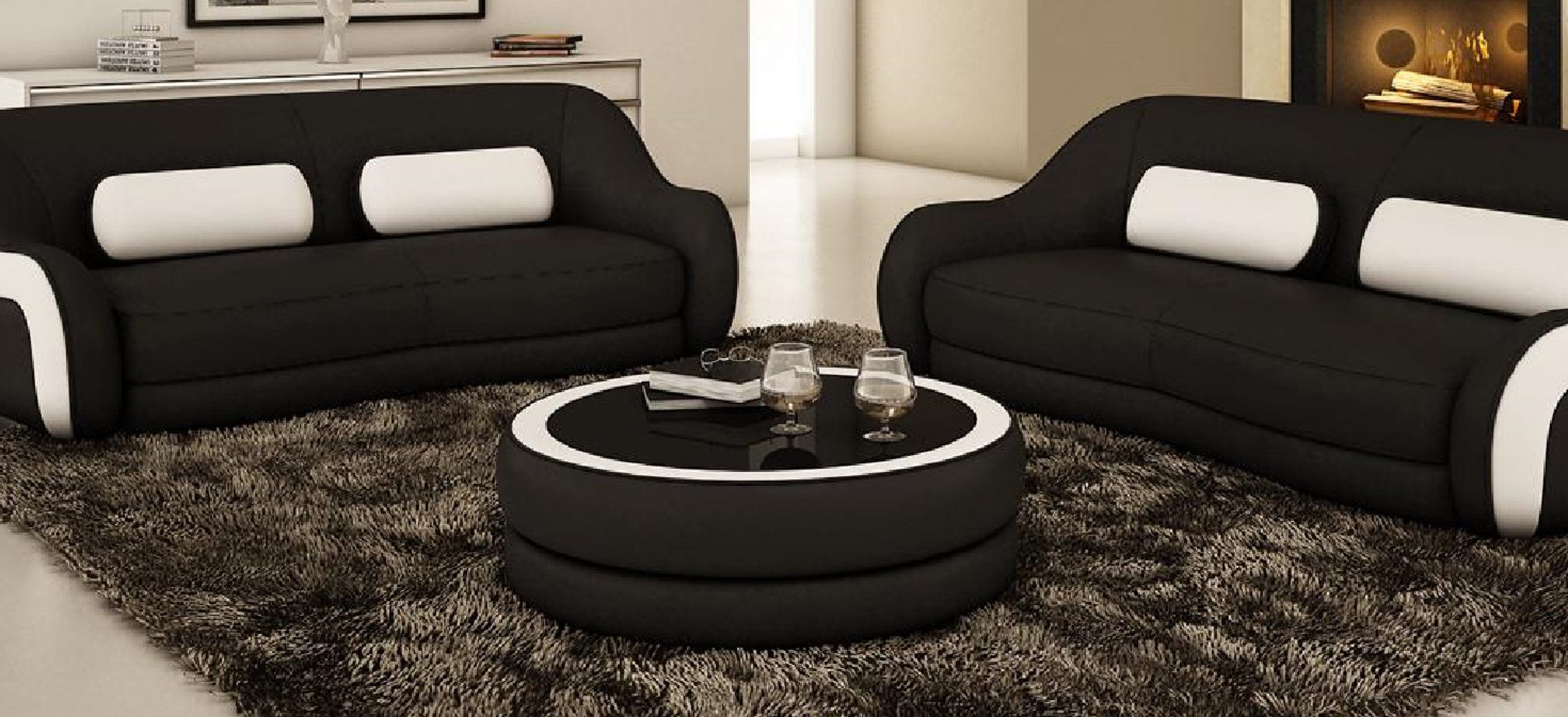 Xlmoebel Couchtisch Runder Couchtisch aus Leder in elegantem Design (Packung, Couchtisch 5088Couchtisch), Hergestellt in Europa