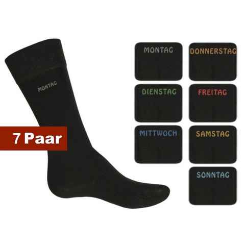 Cocain underwear Freizeitsocken Damen Herren Socken in der Farbe schwarz mit Wochentag am Schaft (7-Paar) mit eingestricktem Wochentag